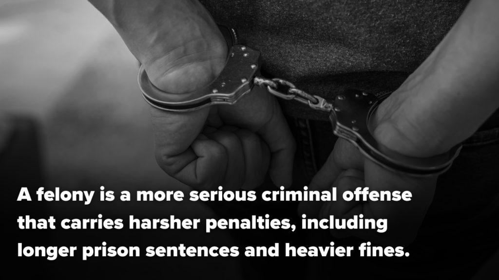 A pair of hands in handcuffs used to represent a misdemeanor vs. felony