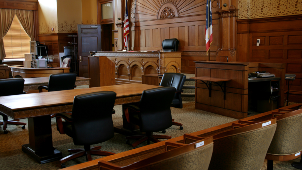 A child custody courtroom